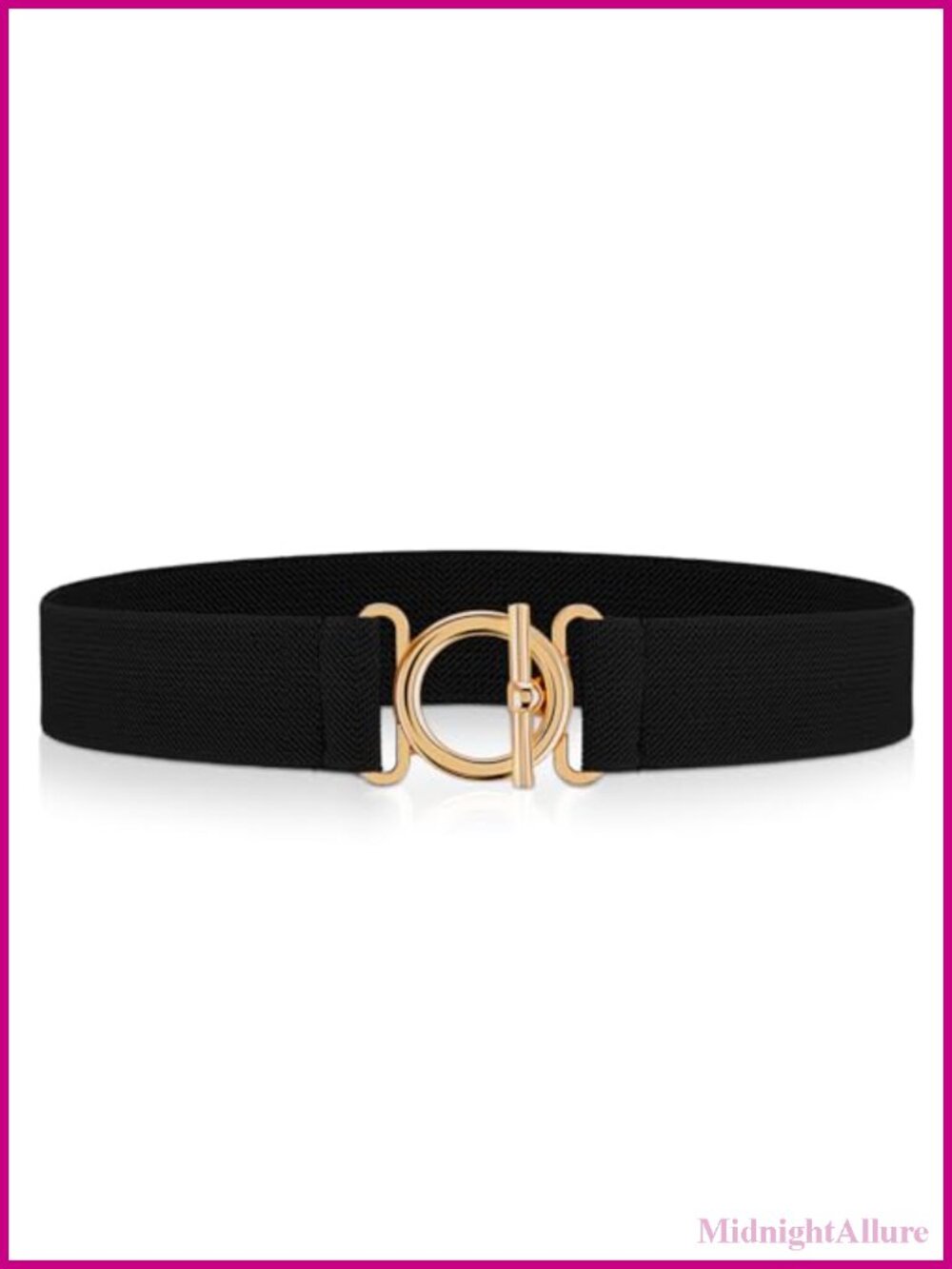Women's Elastic Stretch Belt Gold Flat Buckle Skinny Waist Belt